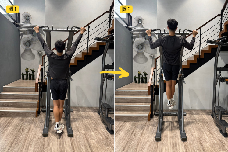 動作1：寬握引體向上